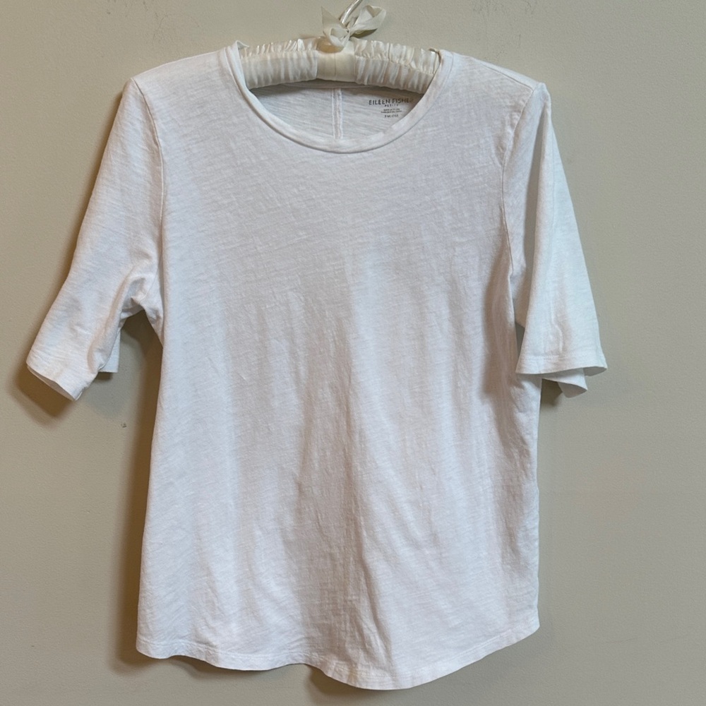 Eileen Fisher Organic Cotton Tee Tunic – Petite, Elbow Sleeve, Tagless, So Soft